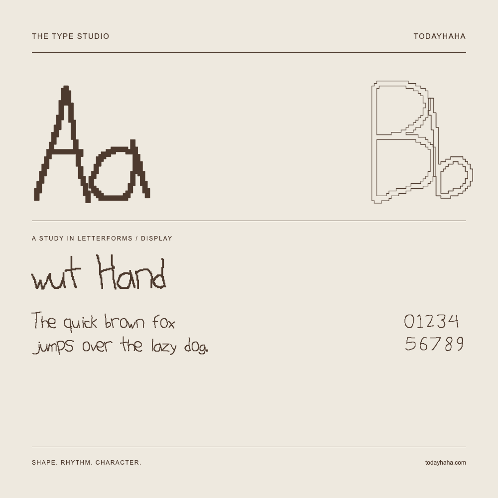 wut Hand — 字形展示：示例句子与数字