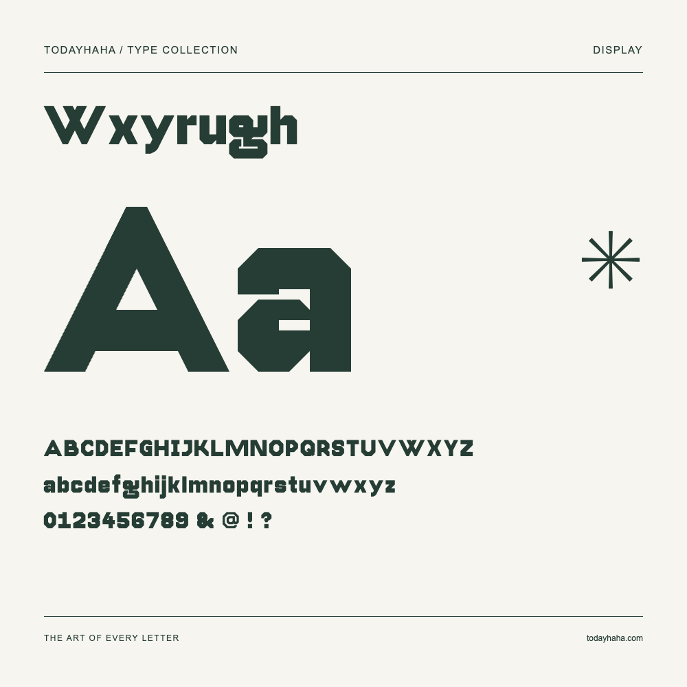 Wxyrugh — Muestra de mayúsculas, minúsculas y números