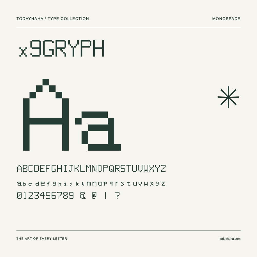 x9GRYPH — Campione con lettere maiuscole, minuscole e numeri