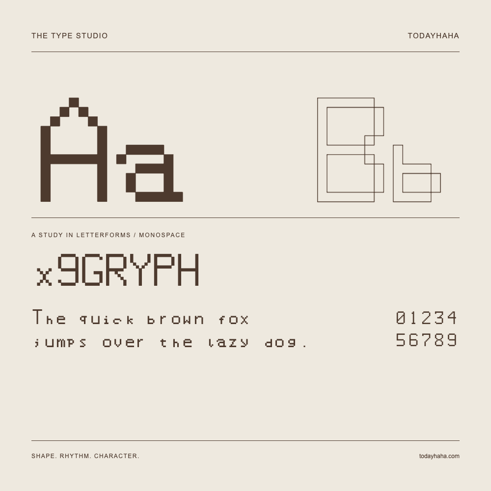 x9GRYPH — Studio delle lettere con frase e numeri
