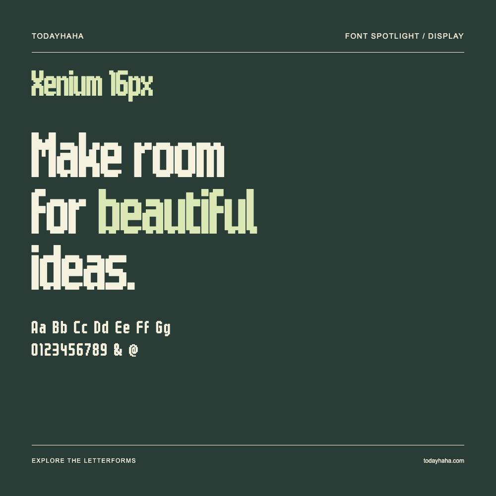 Xenium 16px — Póster tipográfico con texto de muestra