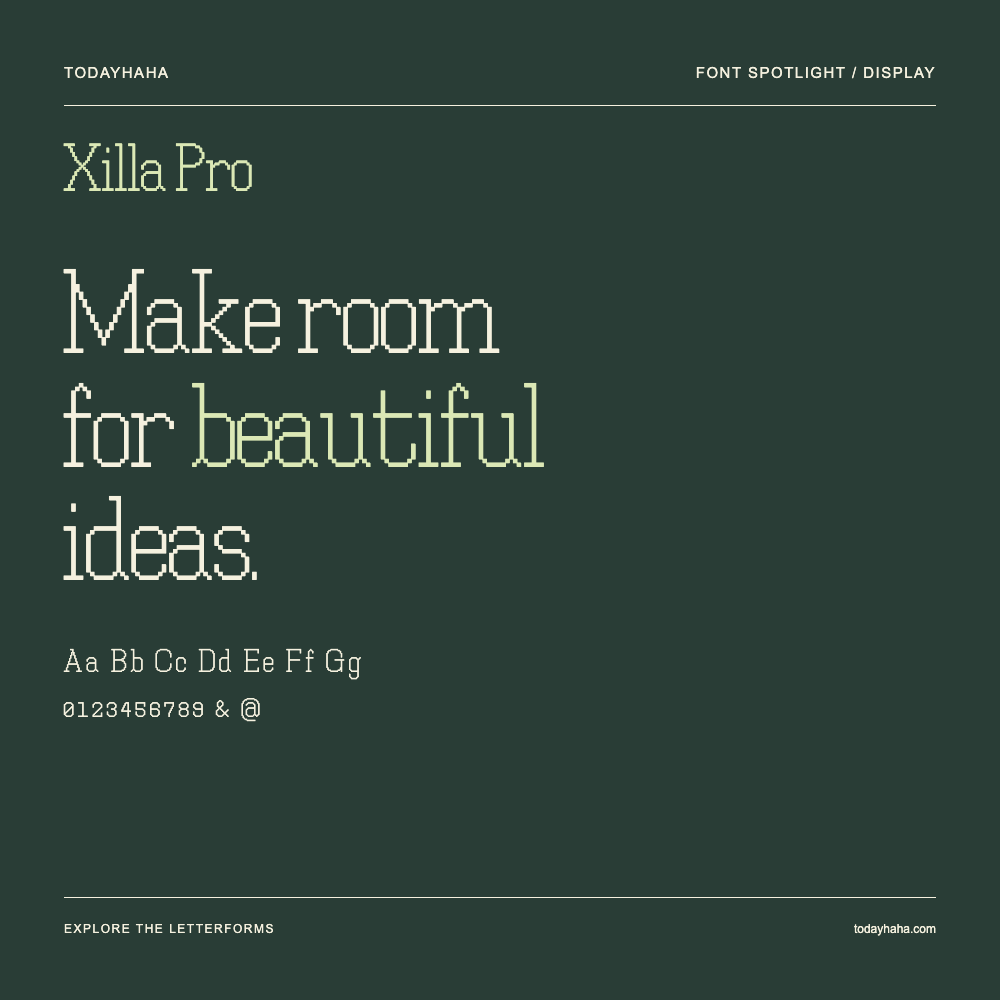 Xilla Pro — Poster tipografico con testo di esempio