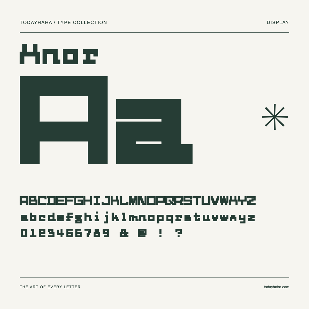 Xnor — Spécimen avec majuscules, minuscules et chiffres