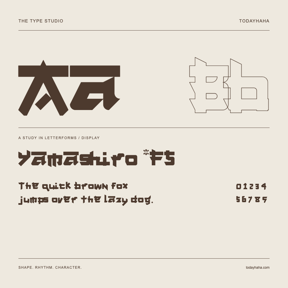 Yamashiro *FS — Letterform study with sample sentence and numbers