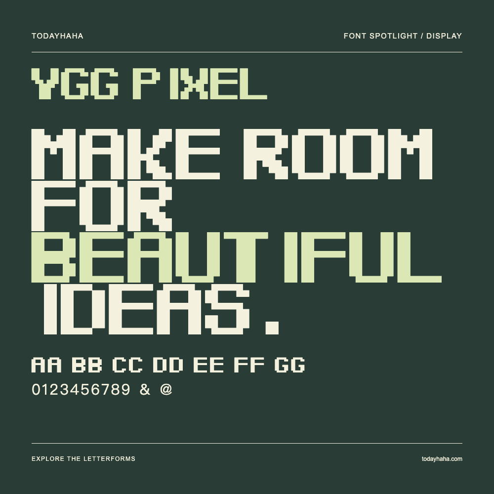 YGG Pixel — Poster tipografico con testo di esempio