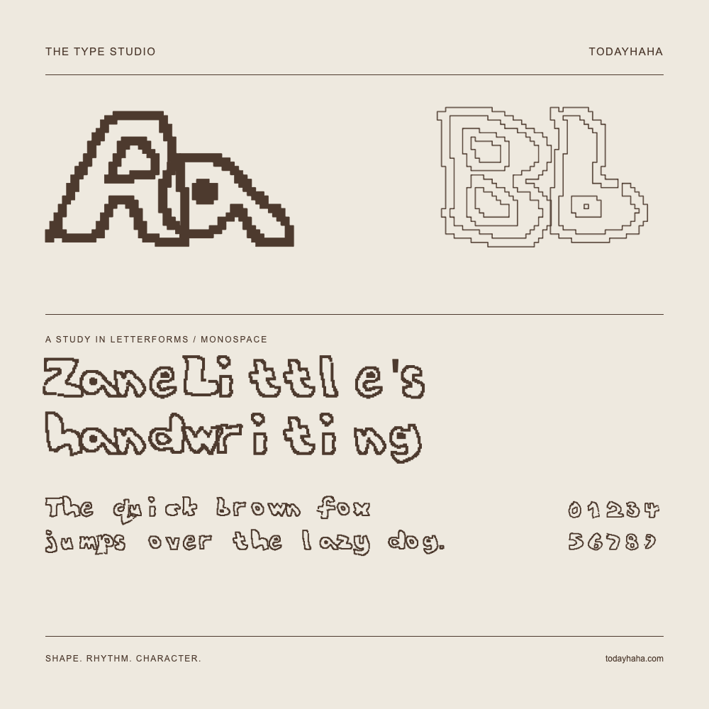 ZaneLittle's handwriting — 字形展示：示例句子与数字