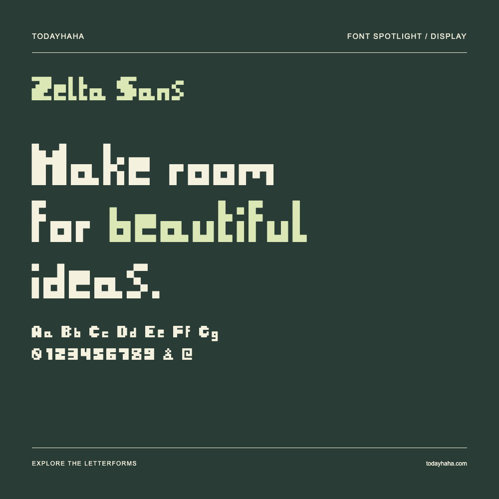 Zelta Sans — Affiche typographique avec exemple de texte