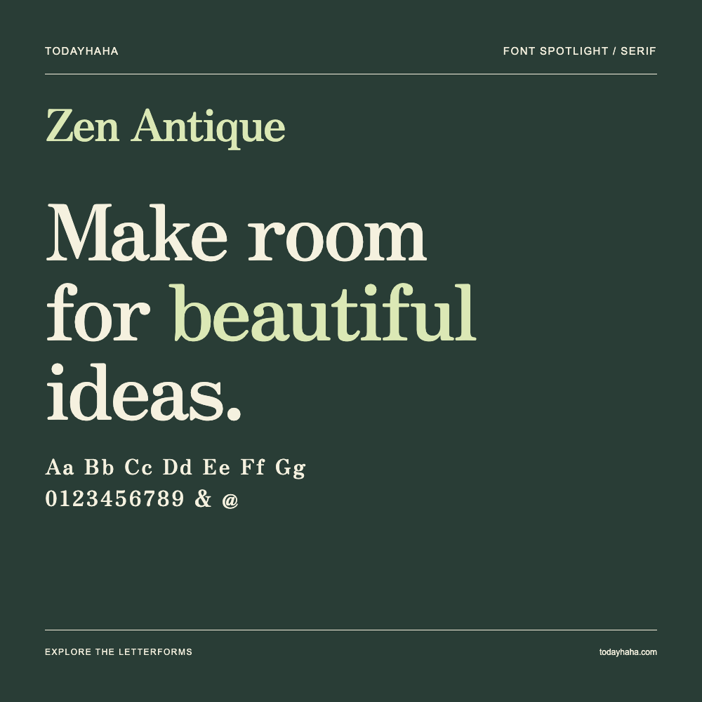 Zen Antique — Poster tipografico con testo di esempio