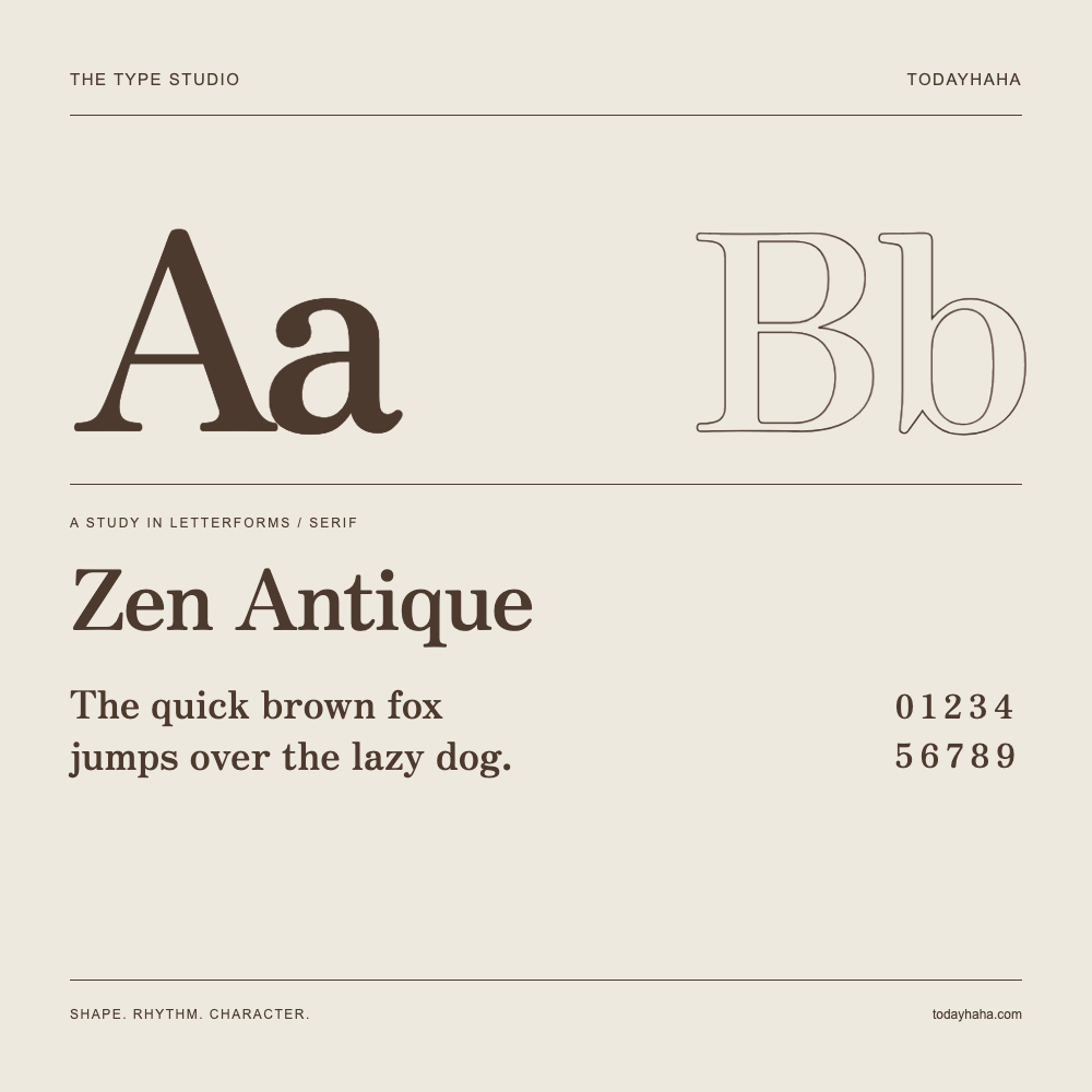 Zen Antique — Studio delle lettere con frase e numeri
