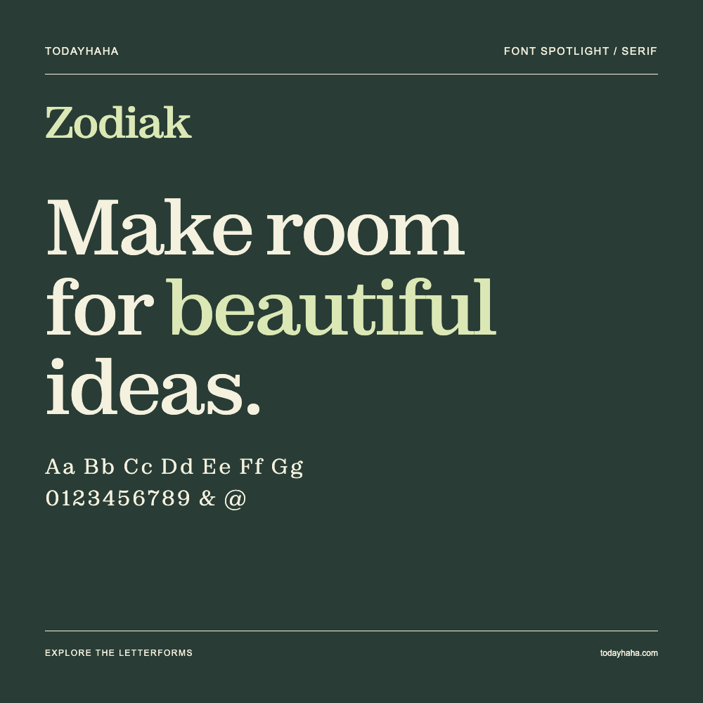 Zodiak — Póster tipográfico con texto de muestra