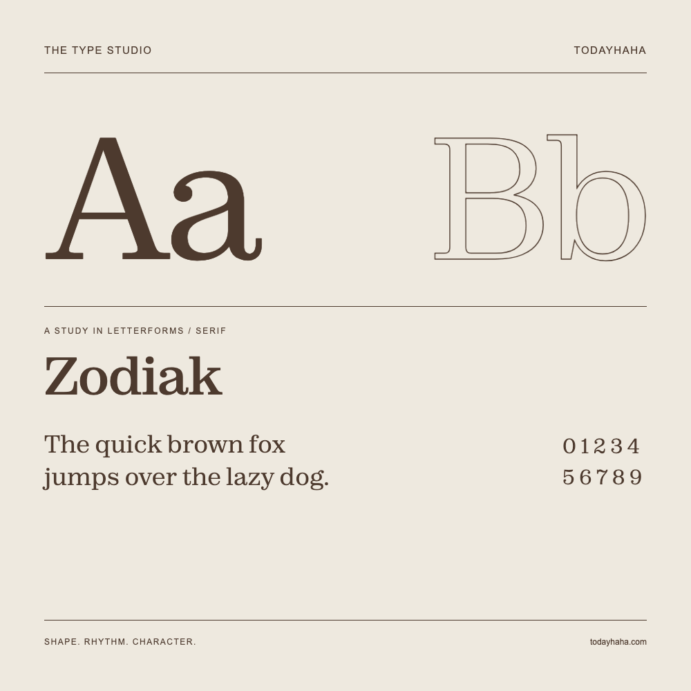 Zodiak — Estudio de letras con una frase y números