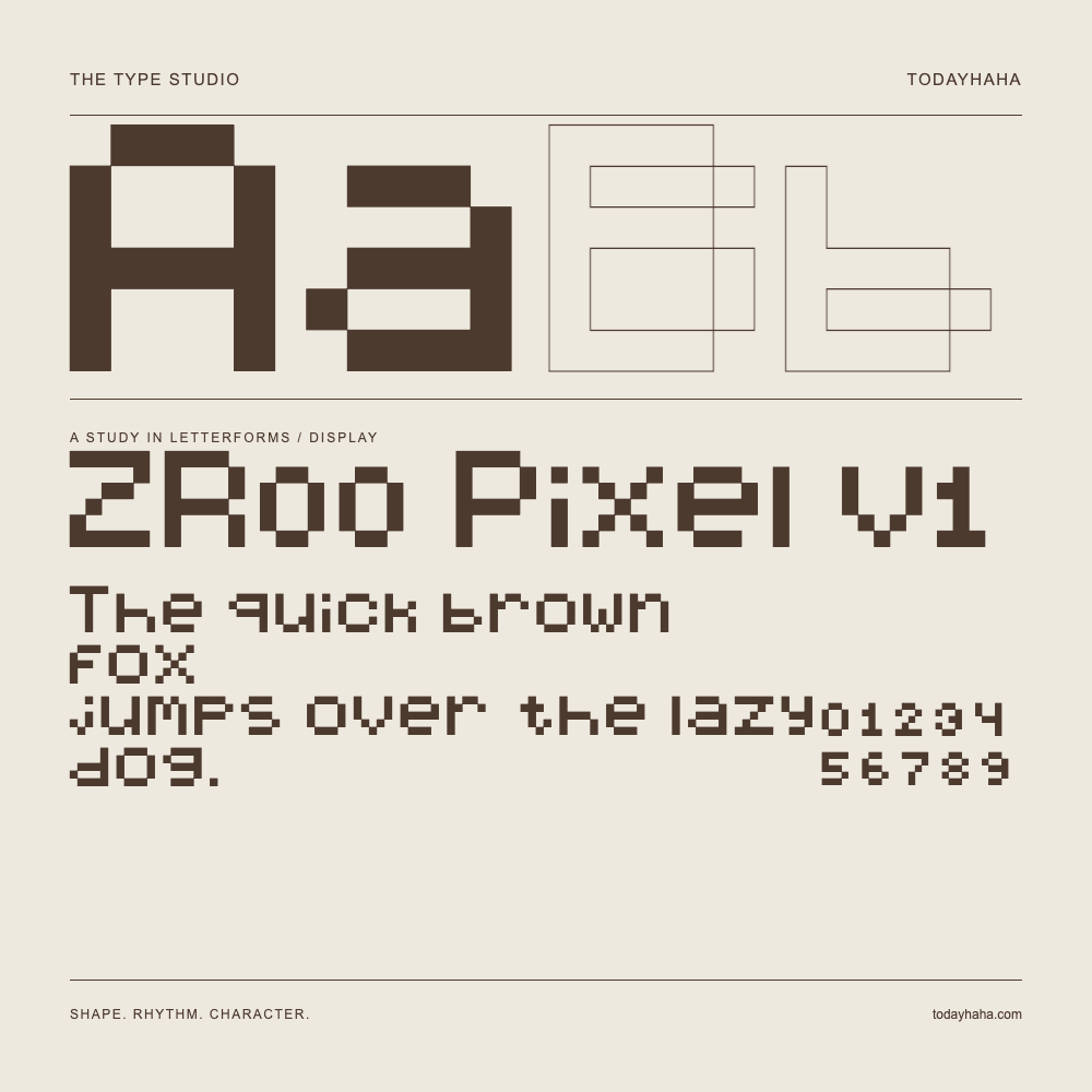 ZR00 Pixel v1 — Estudio de letras con una frase y números
