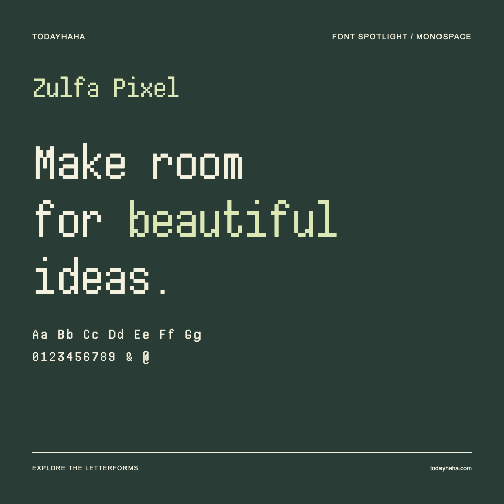 Zulfa Pixel — Poster tipografico con testo di esempio